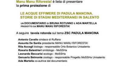 Proiezione del Documentario Le acque effimere di Padula Mancina e...