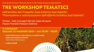 SAVE THE DATE 3^ WORKSHOP TEMATICO SUL TURISMO - AREA INTERNA SUD SALENTO 