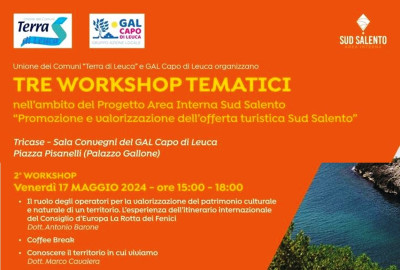 SAVE THE DATE - 2^ WORKSHOP TEMATICO SUL TURISMO - AREA INTERNA SUD SALENTO 